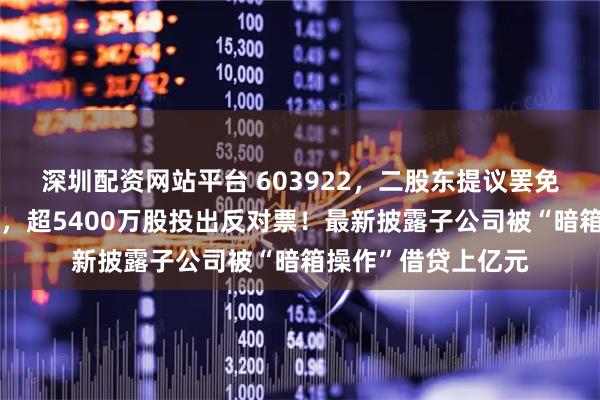 深圳配资网站平台 603922，二股东提议罢免董事长一系列职务，超5400万股投出反对票！最新披露子公司被“暗箱操作”借贷上亿元